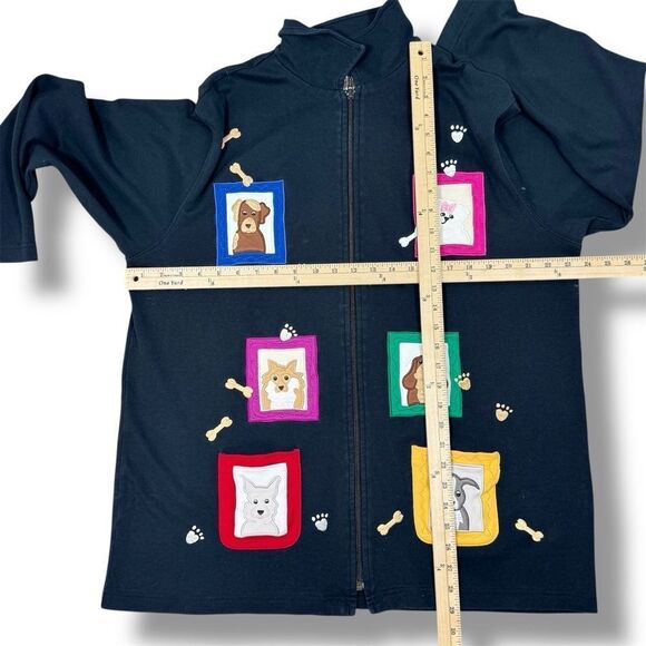 Bechamel Dog Lover Embroidered Patches Full Zip Cardigan Jacket Blue Large - Picture 10 of 11